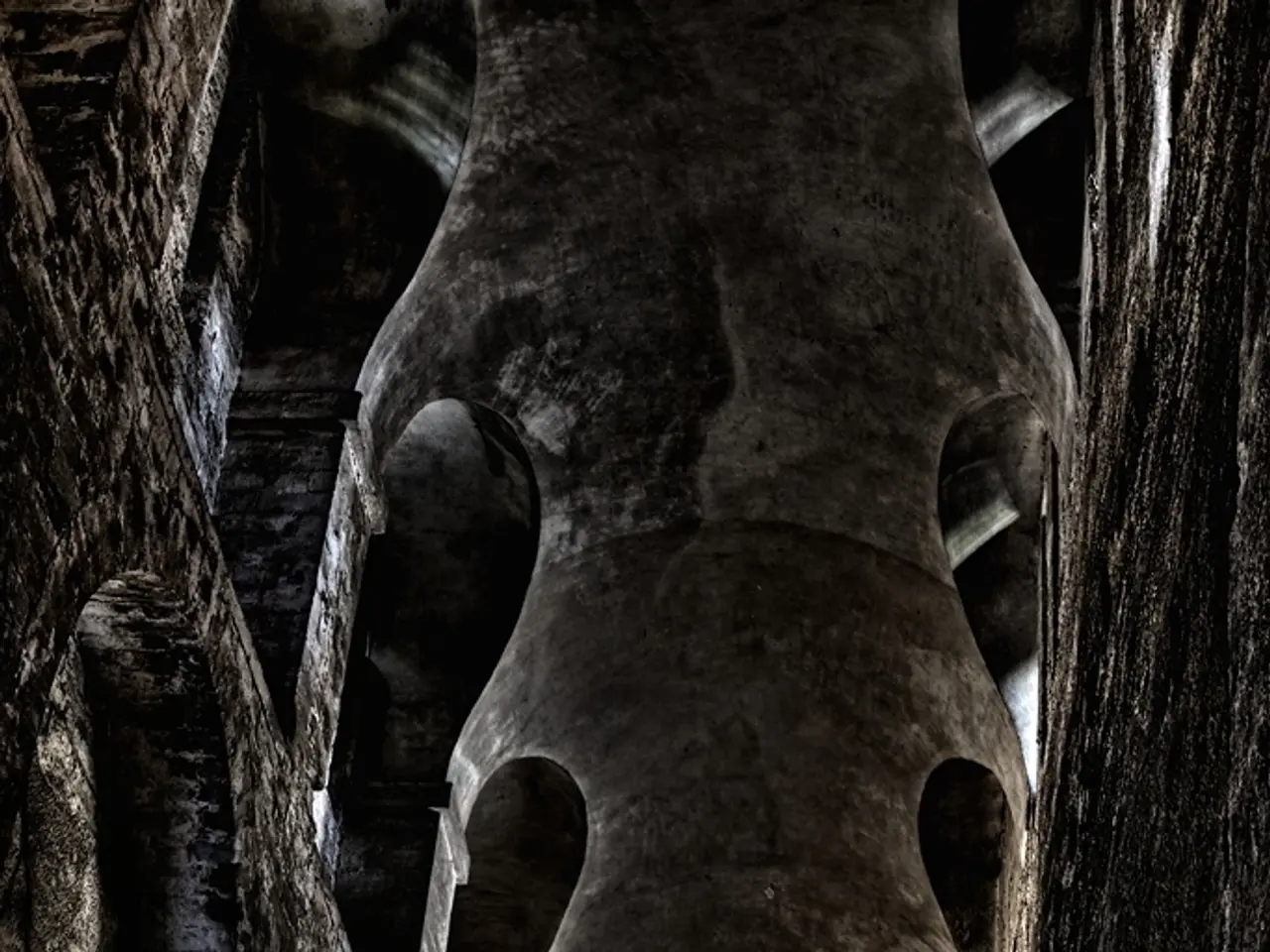 It is the black and white image in which there is a building in the middle. We can see the...