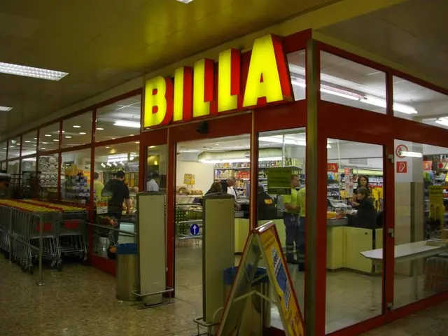 In this image it looks like it is a mart. In the middle there is an entrance. Beside the entrance...