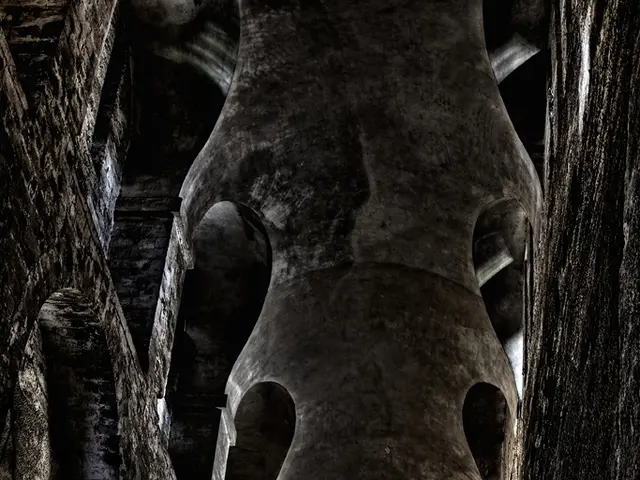 It is the black and white image in which there is a building in the middle. We can see the...