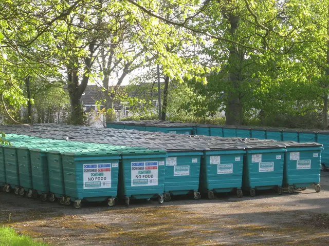 In this image we can see the trash bins with wheels and also the text papers. We can also see the...