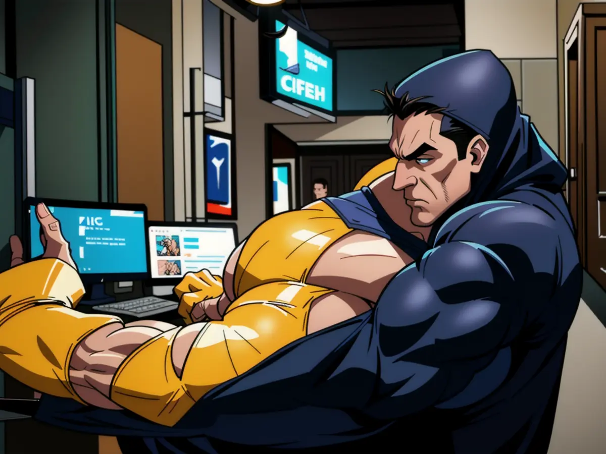 In a bustling coffee shop, an investor meticulously reviews their financial portfolio on numerous...