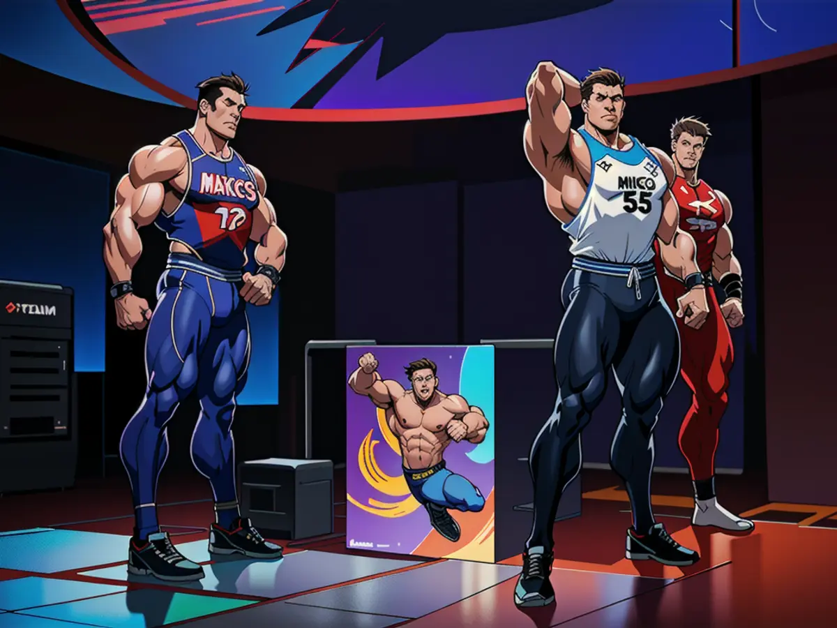 Mannequins showcased in G2 Esports apparel, with a sign proclaiming Two dummy models donned with G2 Esports apparel, accompanied by a sign proclaiming