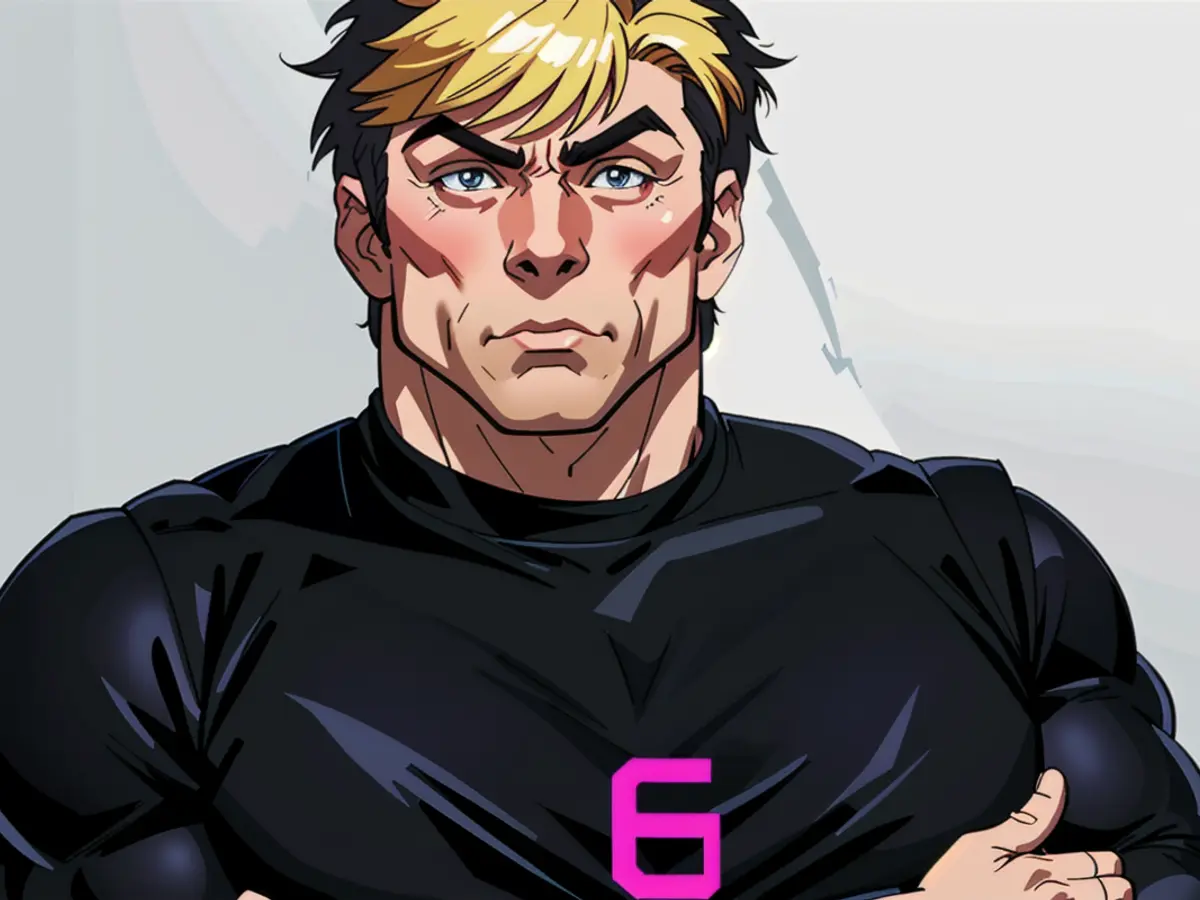 CEO Alban Dechelotte, clad in a black G2 sweater and adopting a stern posture with arms crossed, gazes intently at the camera. CEO Alban Dechelotte, clad in a black G2 sweater, poses confidently with folded arms and addresses the camera.